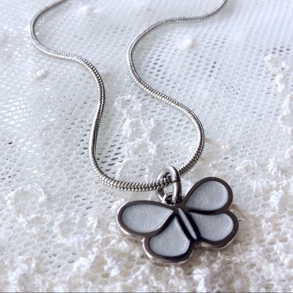 Coach White Pearl Butterfly Charm Necklace